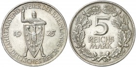1925. Alemania. E (Muldenhutten). 5 marcos. (Kr. 47). 25 g. AG. EBC+.