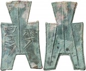 (350-250 a.C.). China. Dinastía Zhou. Liang o Zhao. Moneda azada. (D.H. 3.361) (Schjöth falta). 5,84 g. AE. Escasa así. EBC.
