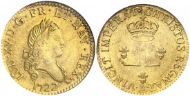 1722. Francia. Luis XV. A (París). 1 luis de oro. (Fr. 456) (Kr. 461.1). AU. En cápsula de la NGC como MS64, nº 1906812-003. Bella. Parte de brillo or...