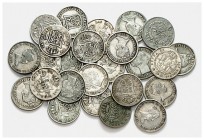 22 monedas de Isabel II de 1 real de diferentes cecas y fechas y 3 monedas de 10 céntimos de escudo. Total 25 piezas. Imprescindible examinar. BC+/MBC...