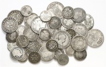 1728 a 1866. Módulos 1/2 (veintiuno), 1 (doce) y 2 reales (cinco). Lote de 38 monedas en plata. A examinar. BC/MBC-.