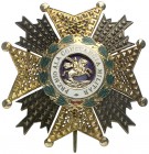 (1944-1975). Real y Militar Orden de San Hermenegildo. Placa. (Pérez Guerra 55). 46,67 g. 67x67 mm. Plata. Bella. Rara. S/C-.