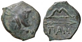 GRECHE - CHERSONESUS - Pantikapaion - AE 13 - Testa maschile a d. /R Arco e faretra S. Cop. 62//64; Sear 1707 (AE g. 2,09)
qBB/BB