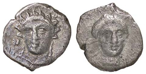 GRECHE - CILICIA - Nagidos - Obolo - Testa di Afrodite trequarti a d. /R Testa d...