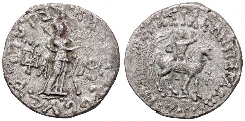 GRECHE - RE BACTRIANI e INDO-GRECI - Azes I (57-35 a.C.) - Tetradracma - Il Re a...