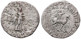 GRECHE - RE BACTRIANI e INDO-GRECI - Azes I (57-35 a.C.) - Tetradracma - Il Re a cavallo con lancia, a d. /R Divinità femminile stante a d. (AG g. 8,5...