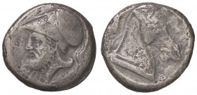 ROMANE REPUBBLICANE - ANONIME - Monete romano-campane (280-210 a.C.) - Didracma - Testa elmata di Marte a s. /R Protome equina a d.; dietro una spiga ...