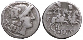 ROMANE REPUBBLICANE - ANONIME - Monete senza simboli (dopo 211 a.C.) - Denario - Testa di Roma a d. /R I Dioscuri a cavallo verso d.; ROMA, in rilievo...