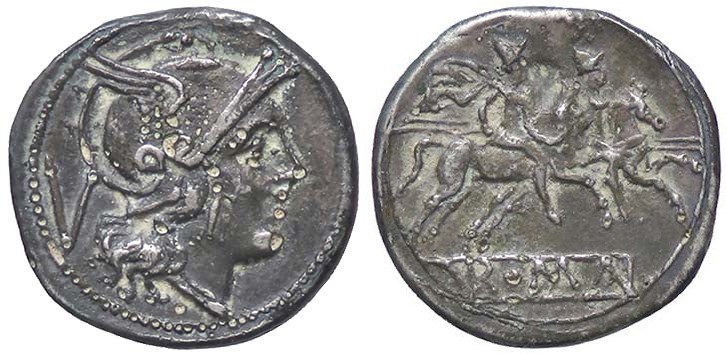 ROMANE REPUBBLICANE - ANONIME - Monete senza simboli (dopo 211 a.C.) - Quinario ...