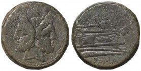 ROMANE REPUBBLICANE - ANONIME - Monete senza simboli (dopo 211 a.C.) - Asse - Testa di Giano /R Prua di nave a d., sopra I Cr. 56/2; Syd 143 (AE g. 37...