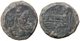 ROMANE REPUBBLICANE - ANONIME - Monete con simboli o monogrammi (211-170 a.C.) - Asse - Testa di Giano /R Prua di nave a d.; sopra, asino a d. Cr. 195...