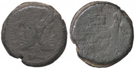 ROMANE REPUBBLICANE - ANONIME - Monete con simboli o monogrammi (211-170 a.C.) - Asse - Testa di Giano /R Prua di nave a d.; sopra, farfalla Cr. 184/1...