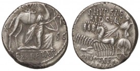 ROMANE REPUBBLICANE - AEMILIA - M. Aemilius Scaurus e Pub. Plautius Hypsaes (58 a.C.) - Denario - Re Aretas in ginocchio di fianco a un cammello a d. ...