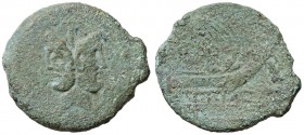 ROMANE REPUBBLICANE - CALPURNIA - L. Calpurnius Piso Frugi (90 a.C.) - Asse - Testa di Giano /R Prua di nave a d. Cr. 340/4 (AE g. 12,49) Patina verde...