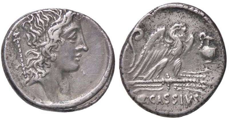 ROMANE REPUBBLICANE - CASSIA - Q. Cassisus Longinus (55 a.C.) - Denario - Testa ...