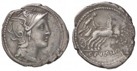 ROMANE REPUBBLICANE - CLAUDIA - C. Claudius Pulcher (110-109 a.C.) - Denario - Testa di Roma a d. /R La Vittoria su biga verso d. B. 1; Cr. 300/1 (AG ...
