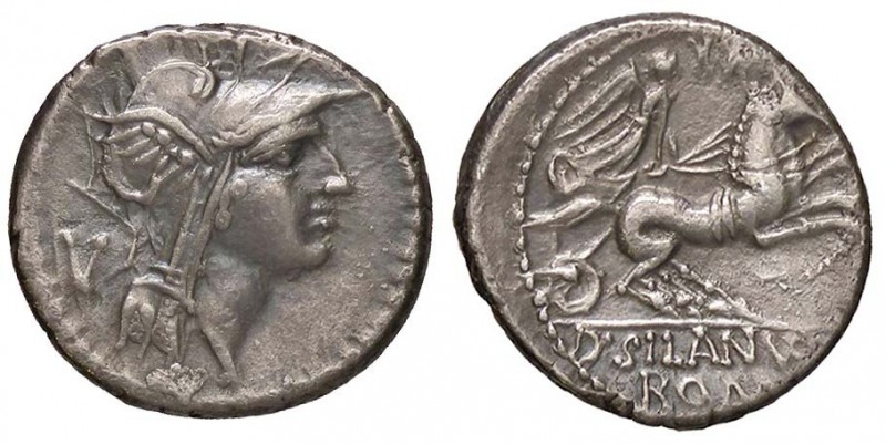 ROMANE REPUBBLICANE - JUNIA - D. Junius Silanus L. f. (91 a.C.) - Denario - Test...