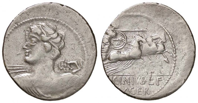 ROMANE REPUBBLICANE - LICINIA - C. Licinius L. f. Macer (84 a.C.) - Denario - Bu...