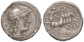 ROMANE REPUBBLICANE - OPIMIA - L. Opimius (131 a.C.) - Denario - Testa di Roma a d. /R La Vittoria su quadriga verso d. B. 12; Cr. 253/1 (AG g. 3,82)...