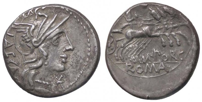ROMANE REPUBBLICANE - PORCIA - M. Porcius Laeca (125 a.C.) - Denario - Testa di ...