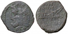 ROMANE REPUBBLICANE - RUBRIA - L. Rubrius Dossenus (87 a.C.) - Asse - Testa di Giano /R Prua di nave a d.; sopra, L RVBRI DOSSENI Syd. 709; Cr. 348/5 ...