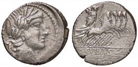 ROMANE REPUBBLICANE - VIBIA - C. Vibius C. F. Pansa (90 a.C.) - Denario - Testa grande di Apollo a d. /R Pallade su quadriga verso d. con scettro e un...