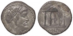 ROMANE REPUBBLICANE - VOLTEIA - M. Volteius M. f. (78 a.C.) - Denario - Testa di Giove a d. /R Tempio di Giove Capitolino B. 1; Cr. 385/1 (AG g. 3,84)...