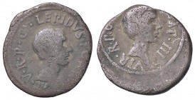 ROMANE IMPERIALI - Lepido e Augusto - Denario - Testa di Lepido a d. /R Testa di Augusto a d. Cr. 495/2; B. 35 (AG g. 3,51)
MB