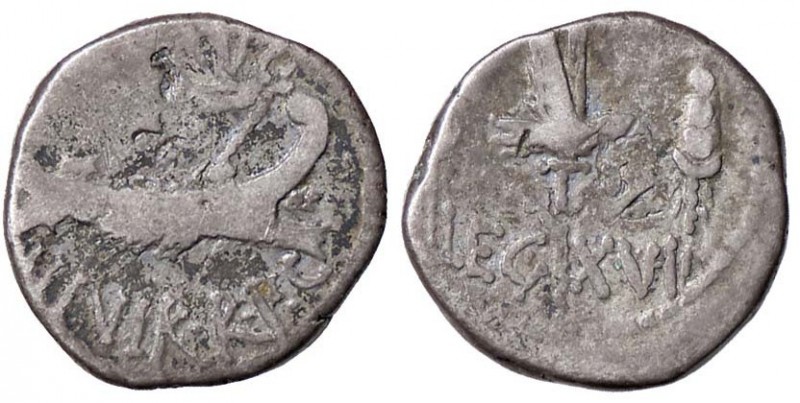 ROMANE IMPERIALI - Marc'Antonio († 30 a.C.) - Denario - Galera pretoriana /R LEG...