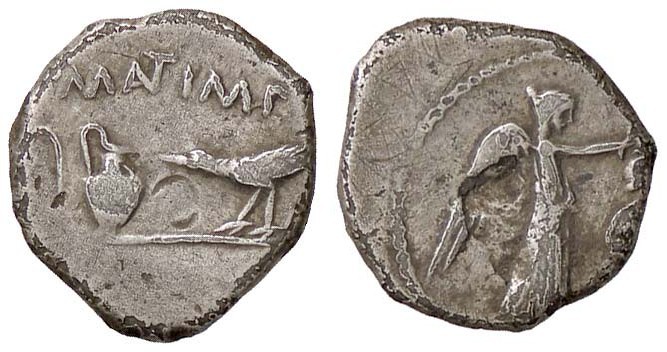 ROMANE IMPERIALI - Marc'Antonio († 30 a.C.) - Quinario - Lituo, praefericulum e ...