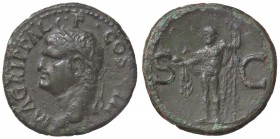 ROMANE IMPERIALI - Agrippa († 12 a C.) - Asse - Testa a s. con corona rostrale /R Nettuno nudo stante a s. con mantello sulle spalle; con delfino e tr...