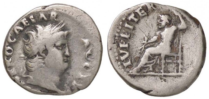 ROMANE IMPERIALI - Nerone (54-68) - Denario - Testa laureata a d. /R Giove Custo...