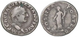 ROMANE IMPERIALI - Vespasiano (69-79) - Denario - Testa laureata a d. /R La Fortuna stante a s. con cornucopia, ai suoi piedi una prua C. 84 (AG g. 3,...