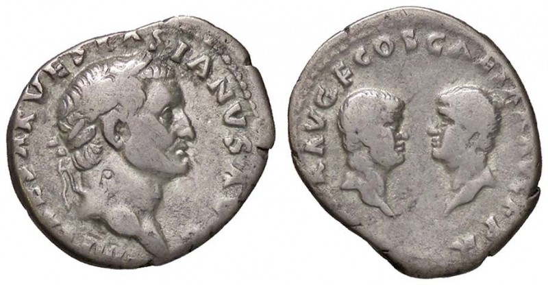 ROMANE IMPERIALI - Vespasiano, Tito e Domiziano - Denario - Testa laureata a d. ...
