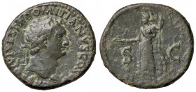 ROMANE IMPERIALI - Domiziano (81-96) - Asse - Testa laureata a d. /R Pallade stante a d. con lancia e scudo (AE g. 11,32)
BB