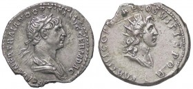 ROMANE IMPERIALI - Traiano (98-117) - Denario - Busto laureato e drappeggiato a d. /R Busto radiato del Sole a d. C. 188; RIC 327 (AG g. 3,42)
qSPL