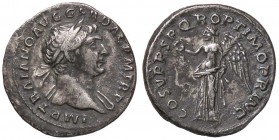 ROMANE IMPERIALI - Traiano (98-117) - Denario - Busto laureato e drappeggiato a d. /R La Vittoria seminuda stante a s. con corona e palma C. 74; RIC 1...