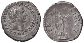 ROMANE IMPERIALI - Traiano (98-117) - Denario - Testa laureata a d. /R La Vittoria su prua andante a d. con corona e palma C. 241; RIC 59 (AG g. 3,31)...