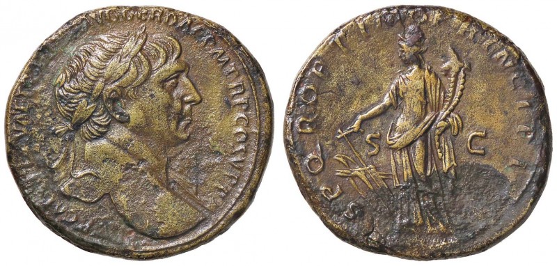 ROMANE IMPERIALI - Traiano (98-117) - Sesterzio - Busto laureato a d. /R La Fort...