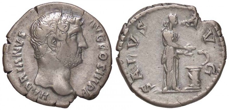 ROMANE IMPERIALI - Adriano (117-138) - Denario - Testa a d. /R La Salute stante ...