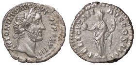 ROMANE IMPERIALI - Antonino Pio (138-161) - Denario - Testa laureata a d. /R La felicità stante a s. con globo e cornucopia C. 374 (AG g. 3,13)
qSPL/...