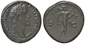 ROMANE IMPERIALI - Antonino Pio (138-161) - Sesterzio - Testa laureata a d. /R Marte andante a d. con lancia e trofeo C. 751 (AE g. 29,01)
qSPL