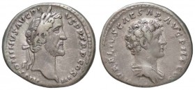ROMANE IMPERIALI - Antonino Pio e Marco Aurelio - Denario - Testa di A. Pio a d. /R Testa giovanile di Marco Aurelio a s. C. 22 (AG g. 3,27)
BB