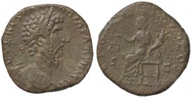 ROMANE IMPERIALI - Marco Aurelio (161-180) - Sesterzio - Testa laureata a d. /R L'Equità seduta a s. con bilancia e cornucopia C. 820 (AE g. 23,1)
qB...