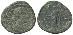 ROMANE IMPERIALI - Faustina II (moglie di M. Aurelio) - Asse - Busto drappeggiato a d. /R La Gioia stante a d. con palma e cornucopia C. 113 (AE g. 13...