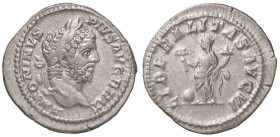 ROMANE IMPERIALI - Caracalla (198-217) - Denario - Busto laureato e drappeggiato a d. /R La Liberalità stante a s. con abaco e cornucopia; ai suoi pie...