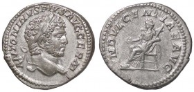 ROMANE IMPERIALI - Caracalla (198-217) - Denario - Testa laureata a d. /R L'Indulgenza seduta a s. patera e scettro C. 103 (AG g. 3,69)
qSPL