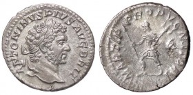 ROMANE IMPERIALI - Caracalla (198-217) - Denario - Testa laureata a d. /R Marte di corsa a s. con lancia e trofeo C. 150; RIC 223 (AG g. 2,42)
BB+/BB
