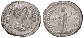 ROMANE IMPERIALI - Plautilla (moglie di Caracalla) - Denario - Busto a d. /R La Concordia stante a s. con scettro e patera C. 1; RIC 363a (AG g. 2,83)...