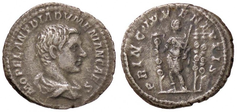 ROMANE IMPERIALI - Diadumeniano (218) - Denario - Busto drappeggiato e corazzato...